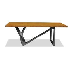 Mulyoharjo Mid-Century Modern Dining Table with Wood Top and Steel Base