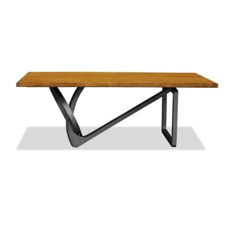 Mulyoharjo Mid-Century Modern Dining Table with Wood Top and Steel Base