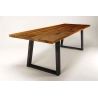 Mulyoharjo Live Edge River Dining Table, modern rustic dining table with turquoise resin river, unique wooden dining table