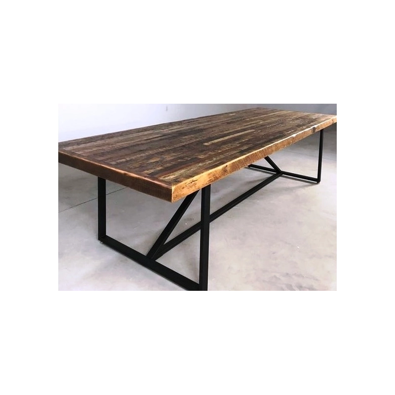 Mulyoharjo Industrial Dining Table, Wood and Iron Design Mulyoharjo Industrial Dining Table, Wood and Iron Design
