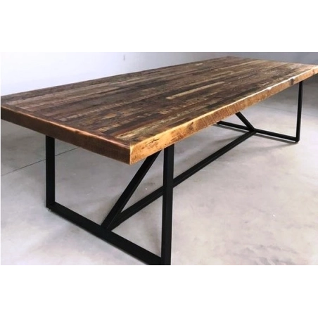 Mulyoharjo Industrial Dining Table, Wood and Iron Design