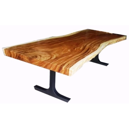 Modern Live Edge Epoxy Resin Dining Table - Natural Wood and Clear Resin