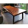 Modern Rustic Wood Dining Table with Metal Base