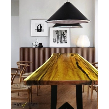 Mulyoharjo Rustic Live Edge Dining Table, solid wood, natural finish