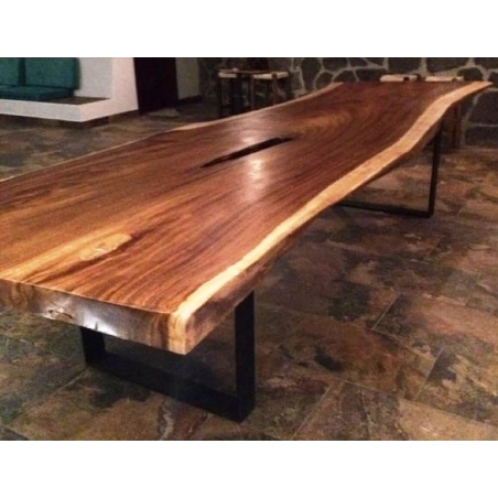 Mulyoharjo Modern River Dining Table with White Epoxy Resin and Natural Wood