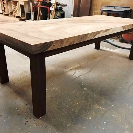 Mulyoharjo Modern Live Edge Dining Table with Wood Slab and Metal Legs