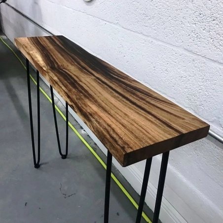 Traditional round wood dining table with checkerboard pattern