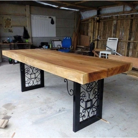 Modern Live Edge Dining Table with Resin River