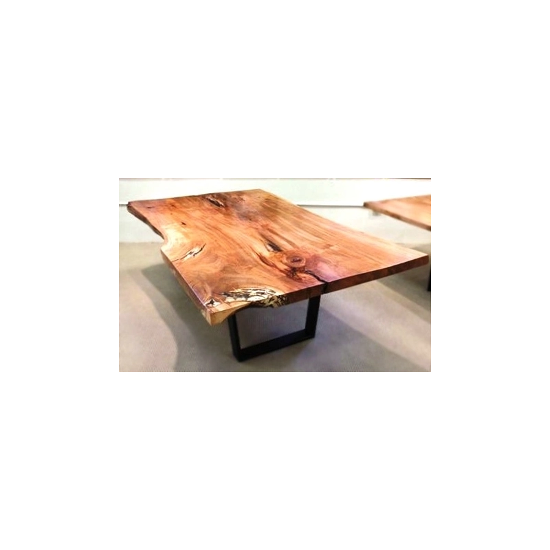 Mulyoharjo Live Edge Dining Table, Natural Wood, Black Iron Legs Mulyoharjo Live Edge Dining Table, Natural Wood, Black Iron Legs