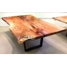 Mulyoharjo Live Edge Dining Table, Natural Wood, Black Iron Legs