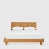 Minimalist Solid Wood Bed Frame with Slatted Headboard