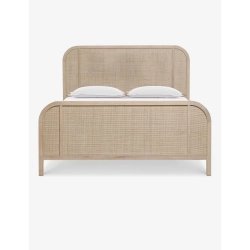 Modern Rattan Wood Bed Frame Coastal Style