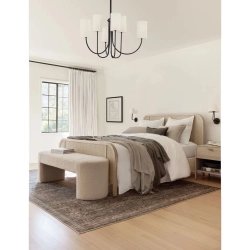 Modern Rattan Wood Bed Frame Coastal Style