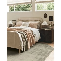 Modern Rattan Wood Bed Frame Coastal Style
