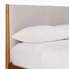 Mid-Century Modern Solid Wood Bed Frame with Upholstered Headboard