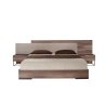 Modern Minimalist Wooden Bed with Upholstered Headboard and Integrated Nightstands