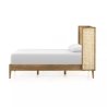 Mid-Century Modern Wood and Rattan Queen Size Bed Frame