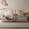 Elegant Upholstered Bed with Curved Headboard, Contemporary Design