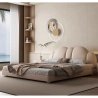 Elegant Upholstered Bed with Curved Headboard, Contemporary Design