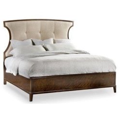 Elegant Upholstered Tufted Headboard Wood Bed Frame