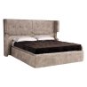 Luxury Upholstered Wingback King Bed with Tufted Headboard