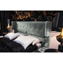 Luxury Upholstered Wingback King Bed with Tufted Headboard