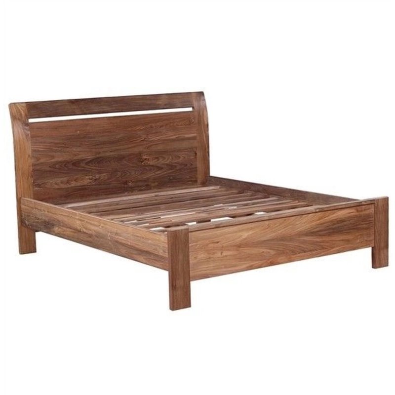 Solid Wood Bed Frame with Modern Headboard Slats - Durable Bedroom Furniture Solid Wood Bed Frame with Modern Headboard Slats - Durable Bedroom Furniture