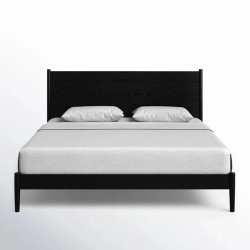 Minimalist Modern Natural Wood Bed Frame with Headboard