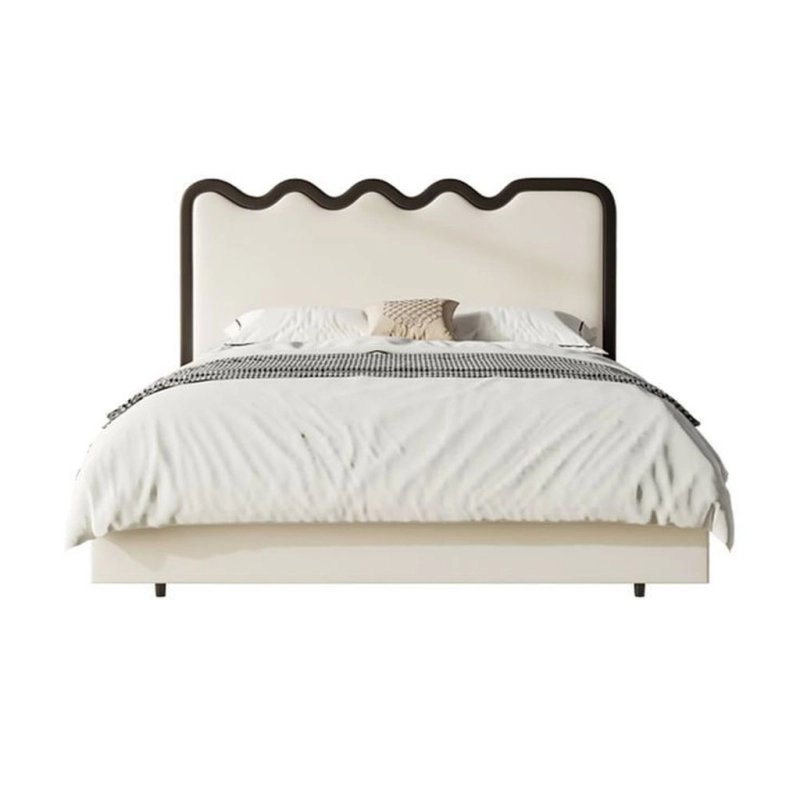 Modern Contemporary Upholstered Bed with Wavy Headboard