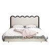 Modern Contemporary Upholstered Bed with Wavy Headboard