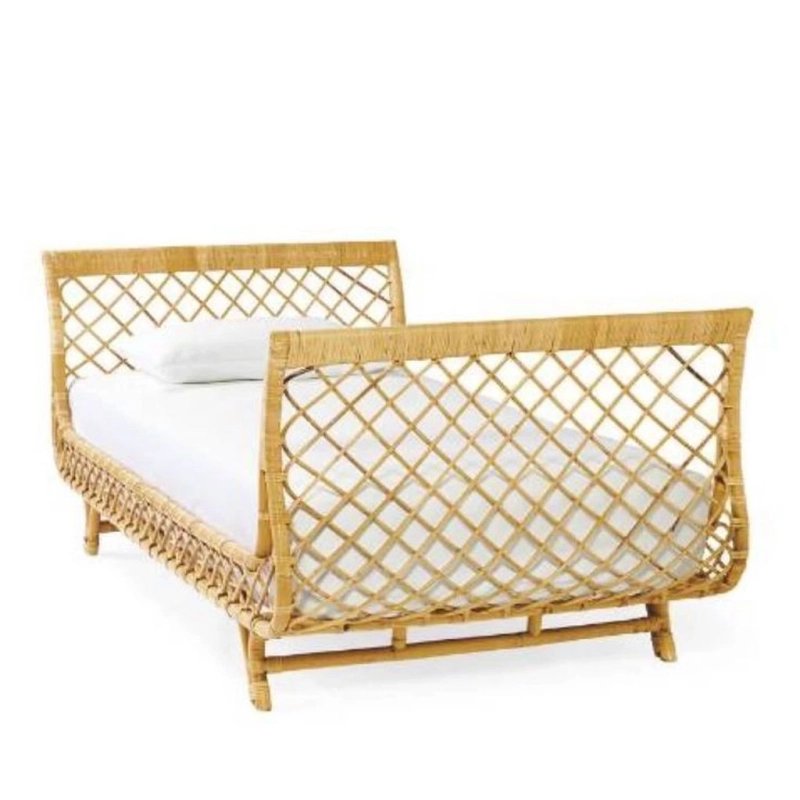 Natural Rattan Woven Single Bed for Bedroom