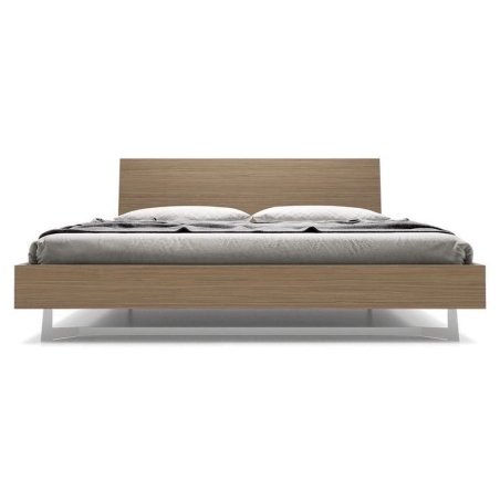 Modern Minimalist Wooden Platform Bed Frame with Metal Base