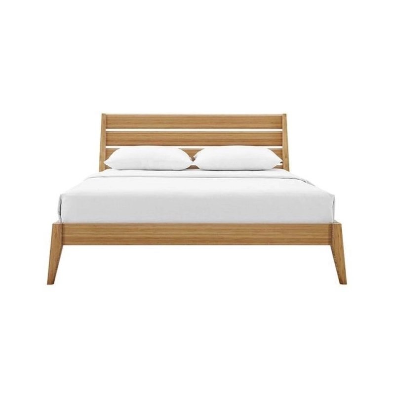 Minimalist Modern Solid Wood Bed Frame with Slatted Headboard Minimalist Modern Solid Wood Bed Frame with Slatted Headboard