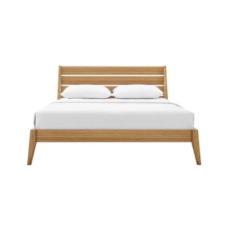 Minimalist Modern Solid Wood Bed Frame with Slatted Headboard