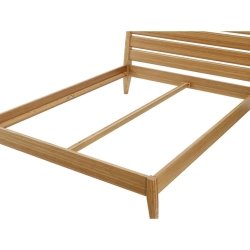 Minimalist Modern Solid Wood Bed Frame with Slatted Headboard