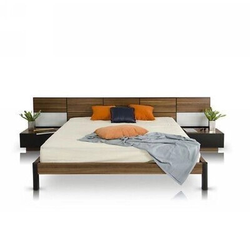 Modern Minimalist Wood Platform Bed with Integrated Nightstands Modern Minimalist Wood Platform Bed with Integrated Nightstands