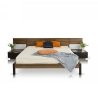 Modern Minimalist Wood Platform Bed with Integrated Nightstands