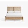 Natural Wood Cane Woven Headboard and Footboard Platform Bed Frame