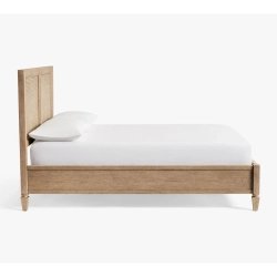 Natural Wood Cane Woven Headboard and Footboard Platform Bed Frame