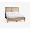 Natural Wood Cane Woven Headboard and Footboard Platform Bed Frame