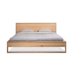 Modern Minimalist Wooden Bed Frame with Headboard