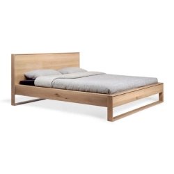Modern Minimalist Wooden Bed Frame with Headboard