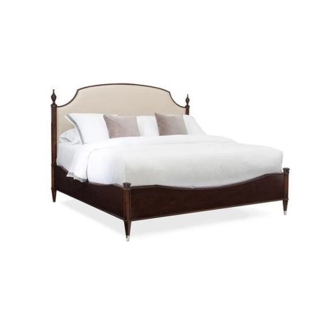 Classic Upholstered King Size Bed Frame with Wood and Fabric