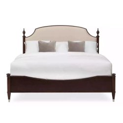 Classic Upholstered King Size Bed Frame with Wood and Fabric