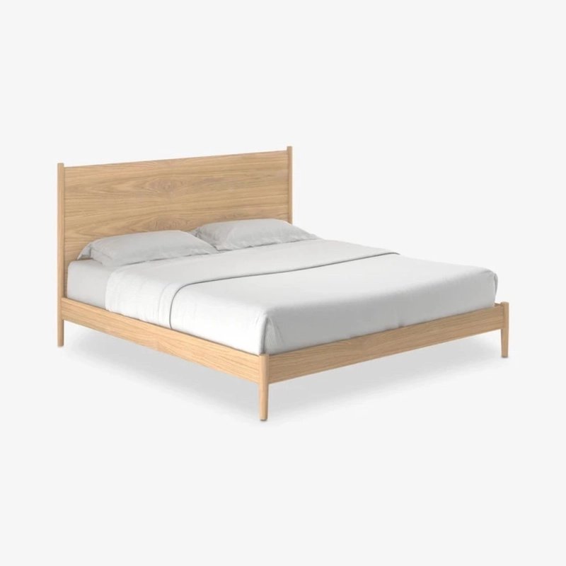 Minimalist Solid Wood Platform Bed Frame with Headboard, Natural Finish Minimalist Solid Wood Platform Bed Frame with Headboard, Natural Finish