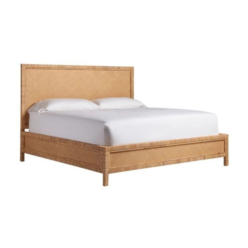 Handcrafted Woven Wood Bed Frame Natural Finish Handcrafted Woven Wood Bed Frame Natural Finish