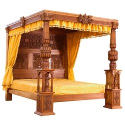 Luxurious Carved Four-Poster King Bed