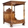 Exquisite Hand-Carved Wooden Four-Poster Canopy Bed