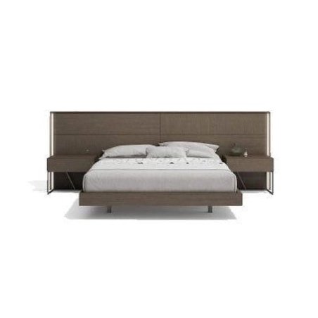Elegant Modern Wood Bed Frame with Integrated Nightstands and Headboard