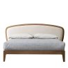 Modern Solid Wood Bed Frame Queen Size with Fabric Headboard